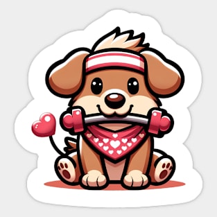 Puppy's Barbell Bite Workout Sticker